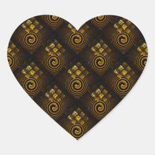 Gold Modern Boho Elegantes abstraktes Kunstmuster Herz-Aufkleber