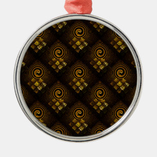 Gold Modern Boho Elegantes abstraktes Kunstmuster Ornament Aus Metall