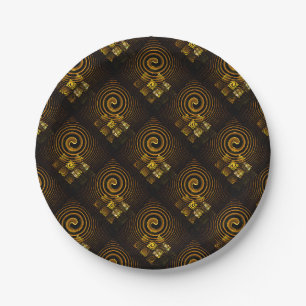 Gold Modern Boho Elegantes abstraktes Kunstmuster Pappteller