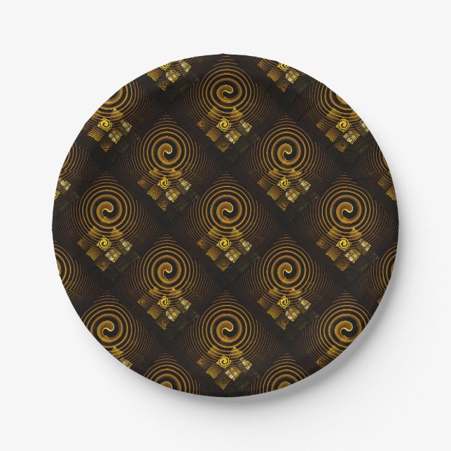 Gold Modern Boho Elegantes abstraktes Kunstmuster  Pappteller (Vorderseite)