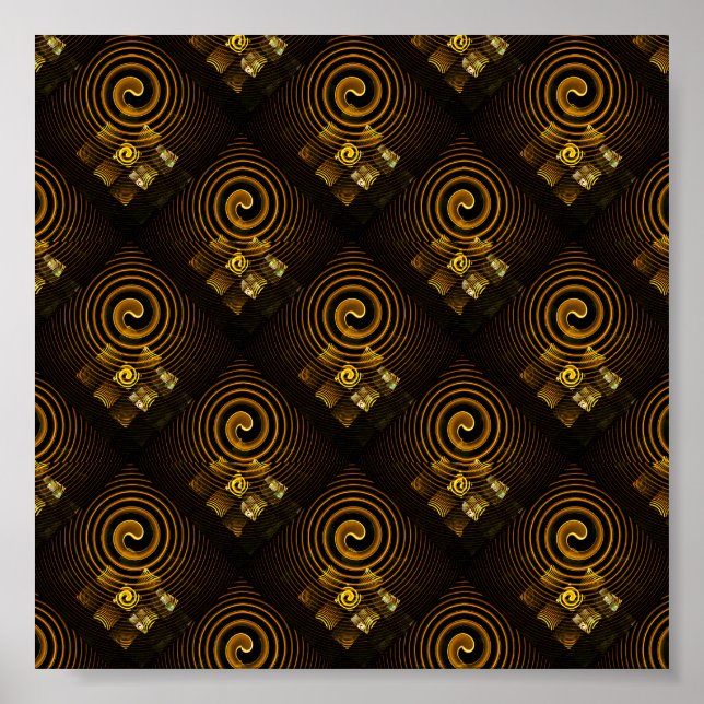 Gold Modern Boho Elegantes abstraktes Kunstmuster  Poster (Vorne)