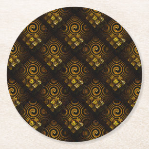 Gold Modern Boho Elegantes abstraktes Kunstmuster  Runder Pappuntersetzer
