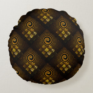 Gold Modern Boho Elegantes abstraktes Kunstmuster  Rundes Kissen