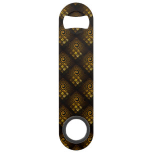 Gold Modern Boho Elegantes abstraktes Kunstmuster Speed Flaschenöffner