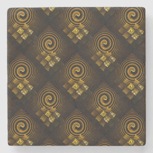 Gold Modern Boho Elegantes abstraktes Kunstmuster  Steinuntersetzer