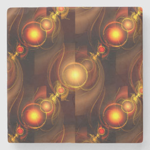 Gold Modern Boho Elegantes abstraktes Kunstmuster Steinuntersetzer