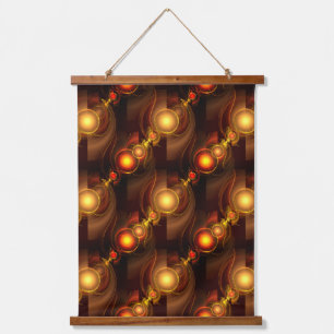 Gold Modern Boho Elegantes abstraktes Kunstmuster  Wandteppich Mit Holzrahmen