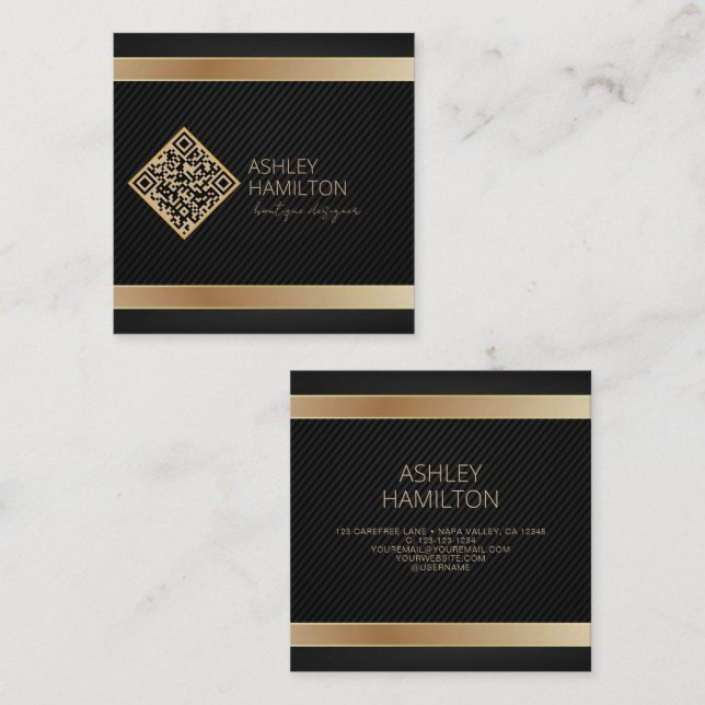 Gold Modern Boutique Designer Quadratische Visitenkarte (Vorne/Hinten)
