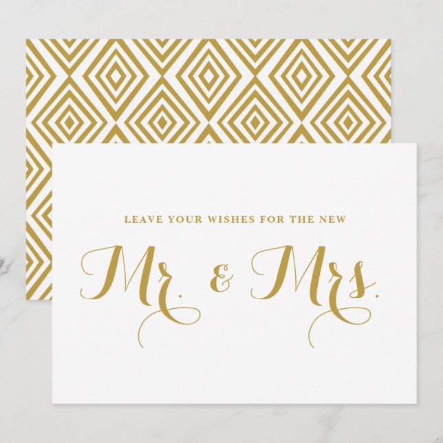 Gold Modern Calligraphy wünscht Mr. & Mrs. Sign Einladung (Vorne/Hinten)