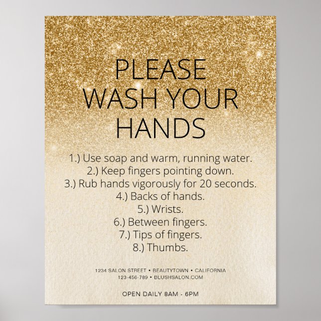 Gold Modern Covid Health Safety Glitzer Friseur Sa Poster (Vorne)