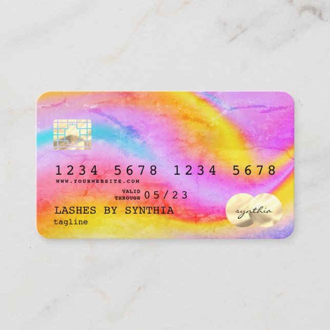 Gold Modern Credit Card Style Add Logo Visitenkarte (Vorderseite)