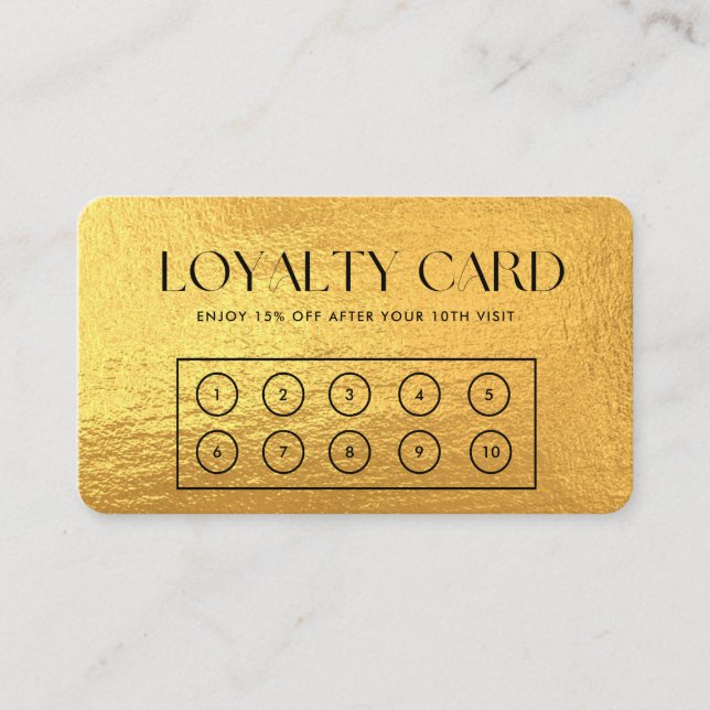 Gold Modern Custom Loyalty Card Visitenkarte (Vorderseite)