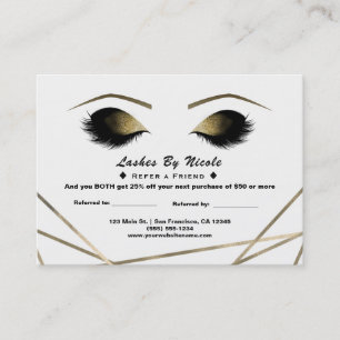 Gold Modern Glam Eyelashes Empfehlungskarte