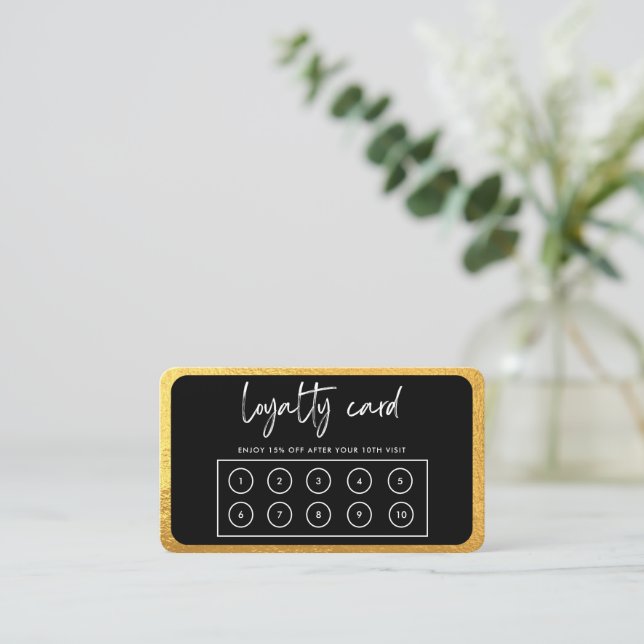 Gold Modern Loyalty Card Visitenkarte (Stehend Vorderseite)