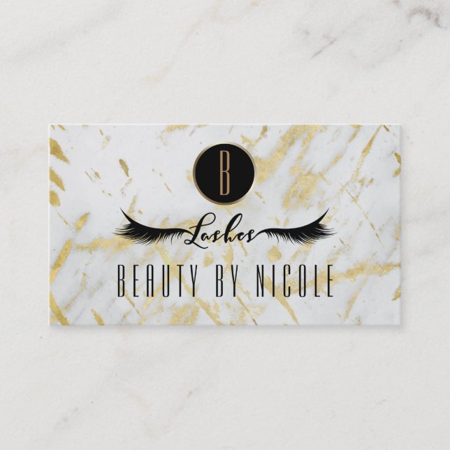 Gold Modern Marbour Lashes Customer Loyalty Card Treuekarte (Vorderseite)