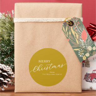 Gold Modern Minimalist Frohe Weihnachten Runder Aufkleber
