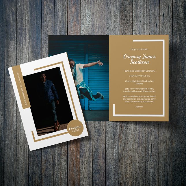 Gold Modern Photo Graduation Invitation (Créateur téléchargé)