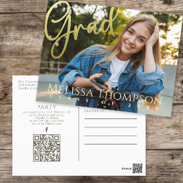 Gold Modern Photo Graduation Invitation