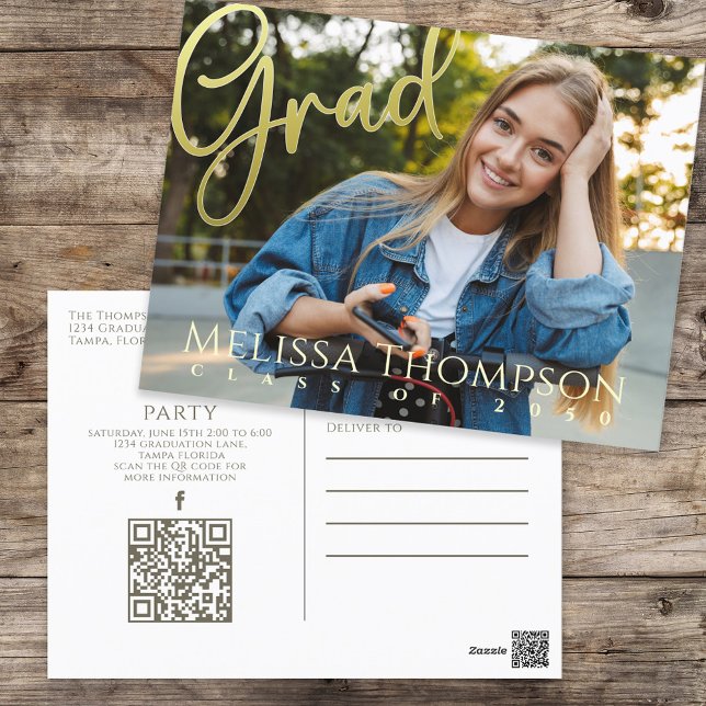 Gold Modern Photo Graduation Invitation (Créateur téléchargé)