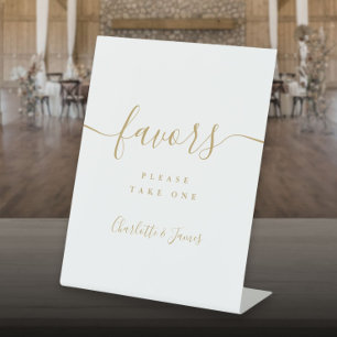 Gold Modern Script-Gastgeschenke Hochzeit Sockelschild