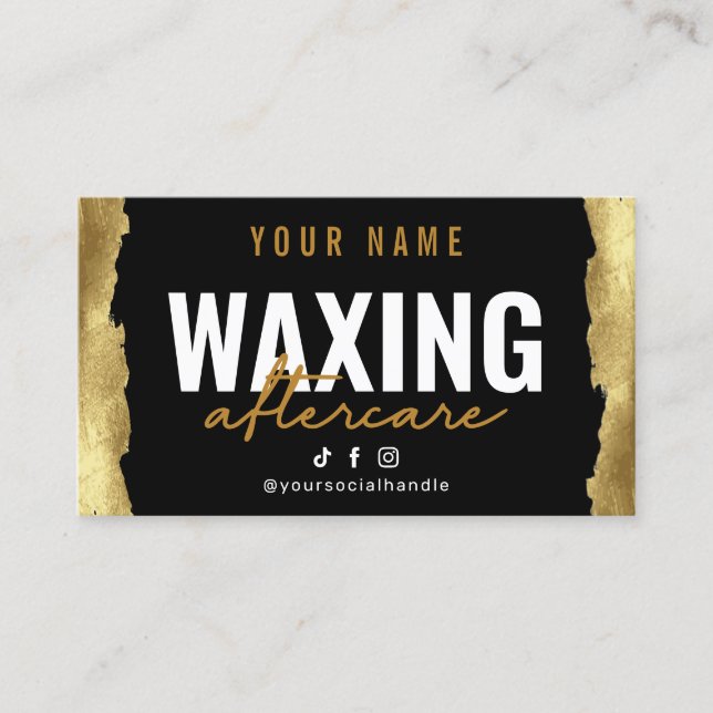 Gold Modern Waxing Aftercare Card Visitenkarte (Vorderseite)