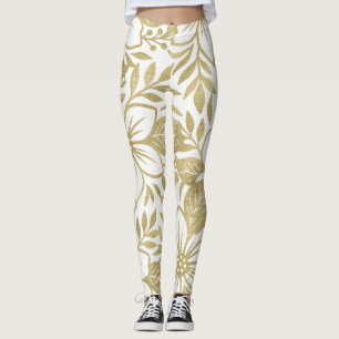 Gold Moderne Florale Elegante Tropische Blüte Leggings