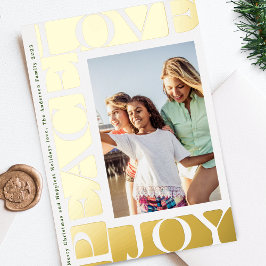 gold moderne LIEBE PEACE JOY ein Foto Rahmen Folien Feiertagskarte