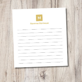 Gold Moderne Liniierte Chic Trendy Monogramm Notizblock