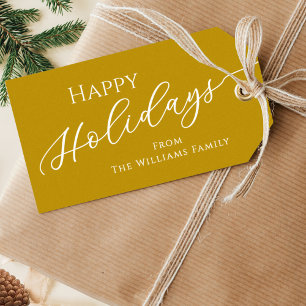 Gold Moderne Minimalistisch Happy Holidays Geschenkanhänger