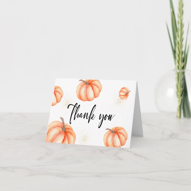 Gold Moderne Minimalistische Pumpkin Baby Dusche Dankeskarte (Vorderseite)