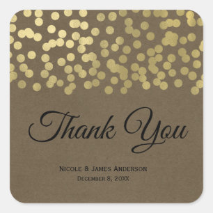 Gold Moderne schicke, rustikale Kraft Chic Wedding Quadratischer Aufkleber