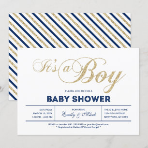 Gold   Moderne Typografie It's a Boy Baby Shower Einladung