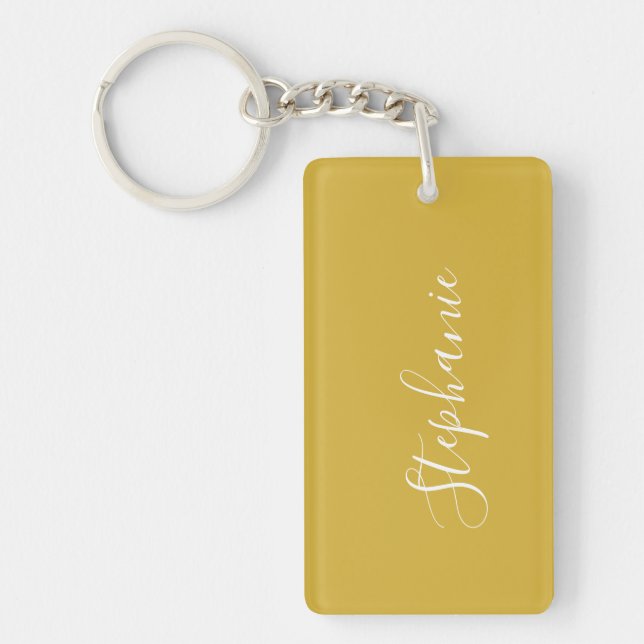 Gold Moderne Typografie personalisierter Schlüssel Schlüsselanhänger (Vorderseite)