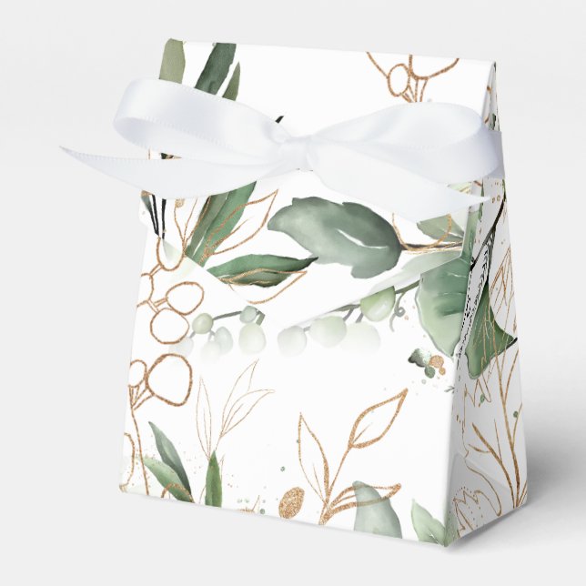 Gold Moderner Eukalyptus Elegant Grün Moss Geschenkschachtel (Vorderseite)