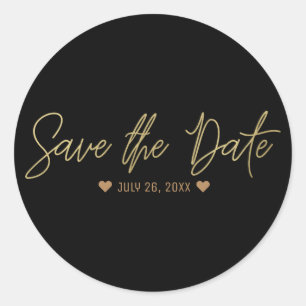 Gold Moderner Schriftzug SAVE THE DATE Jeder Farbt Runder Aufkleber