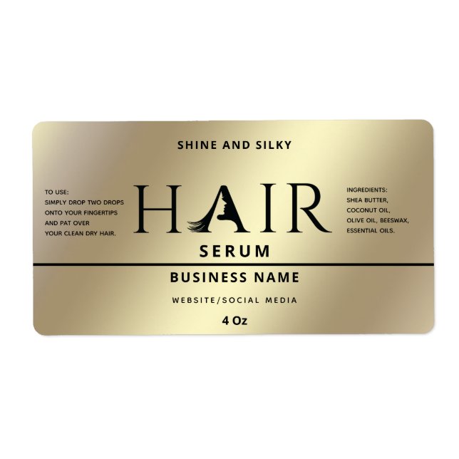 Gold Modernes, elegantes Haarserumlabel (Vorne)
