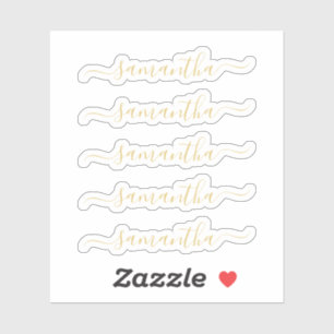 Gold Modernes Script Personalisiert Name Sticker