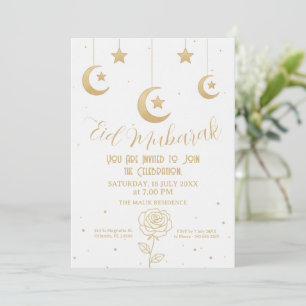 Gold Mond und Sterne Eid Mubarak Einladung