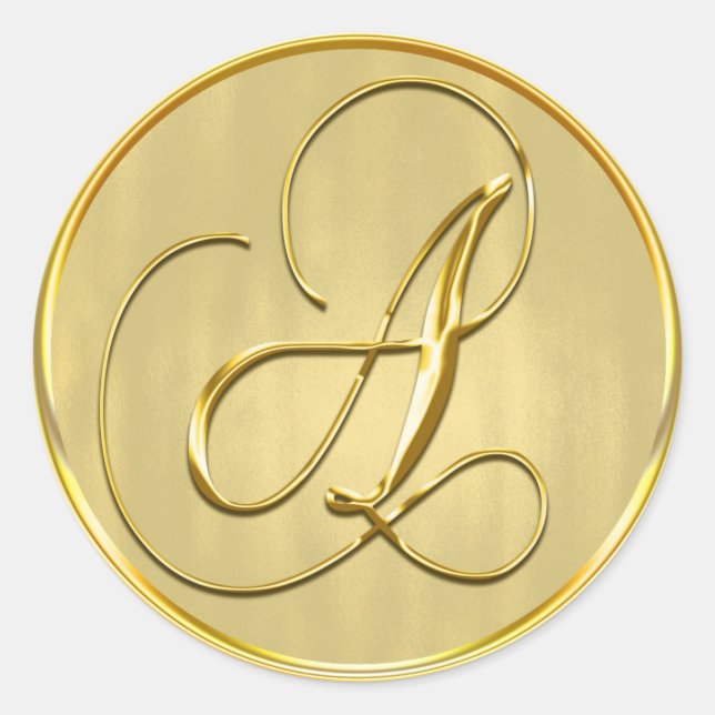 Gold Monogram A Siegel Wedding Invitation Holiday Runder Aufkleber (Vorderseite)