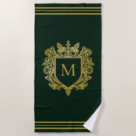 Gold Monogram Beach Handtuch