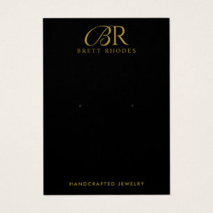 Gold Monogram Black Earring Juwelier Display Card