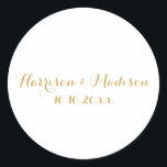Gold Monogram Brautfavoriten Runder Aufkleber<br><div class="desc">Gold Monogram Custom Wedding Classic Round Sticker Anpassen Text Hochzeitsgeschenk bevorzugt Klassische Round Sticker Imitate Goldbriefe, weißer Hintergrund</div>