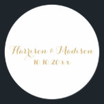 Gold Monogram Brautfavoriten Runder Aufkleber<br><div class="desc">Gold Monogram Custom Wedding Classic Round Sticker Anpassen Text Hochzeitsgeschenk bevorzugt Klassische Round Sticker Imitate Goldbriefe,  weißer Hintergrund</div>