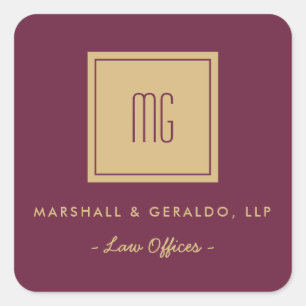Gold Monogram Business Stickers