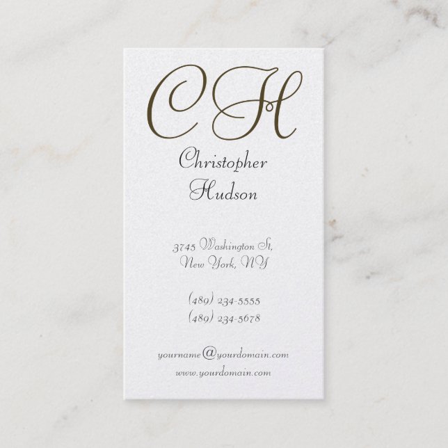 Gold Monogram Calligraphy Script Business Card Visitenkarte (Vorderseite)