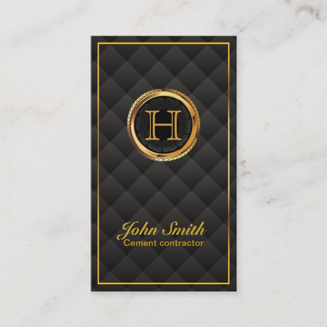 Gold Monogram Cement Contract Business Card Visitenkarte (Vorderseite)