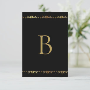 Gold Monogram Damask Elegant Vielen Dank Dankeskarte