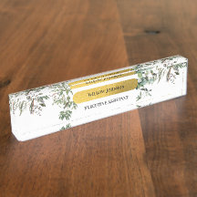 Gold Monogram Elegant Eukalyptus Greenerity & Bird