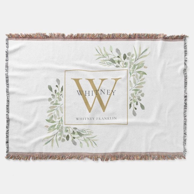 Gold Monogram Elegant Greenery Moderne Decke (Vorderseite)