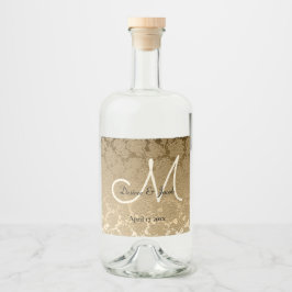 Gold Monogram Elegant Moderne Hochzeit Alkoholflaschenetikett